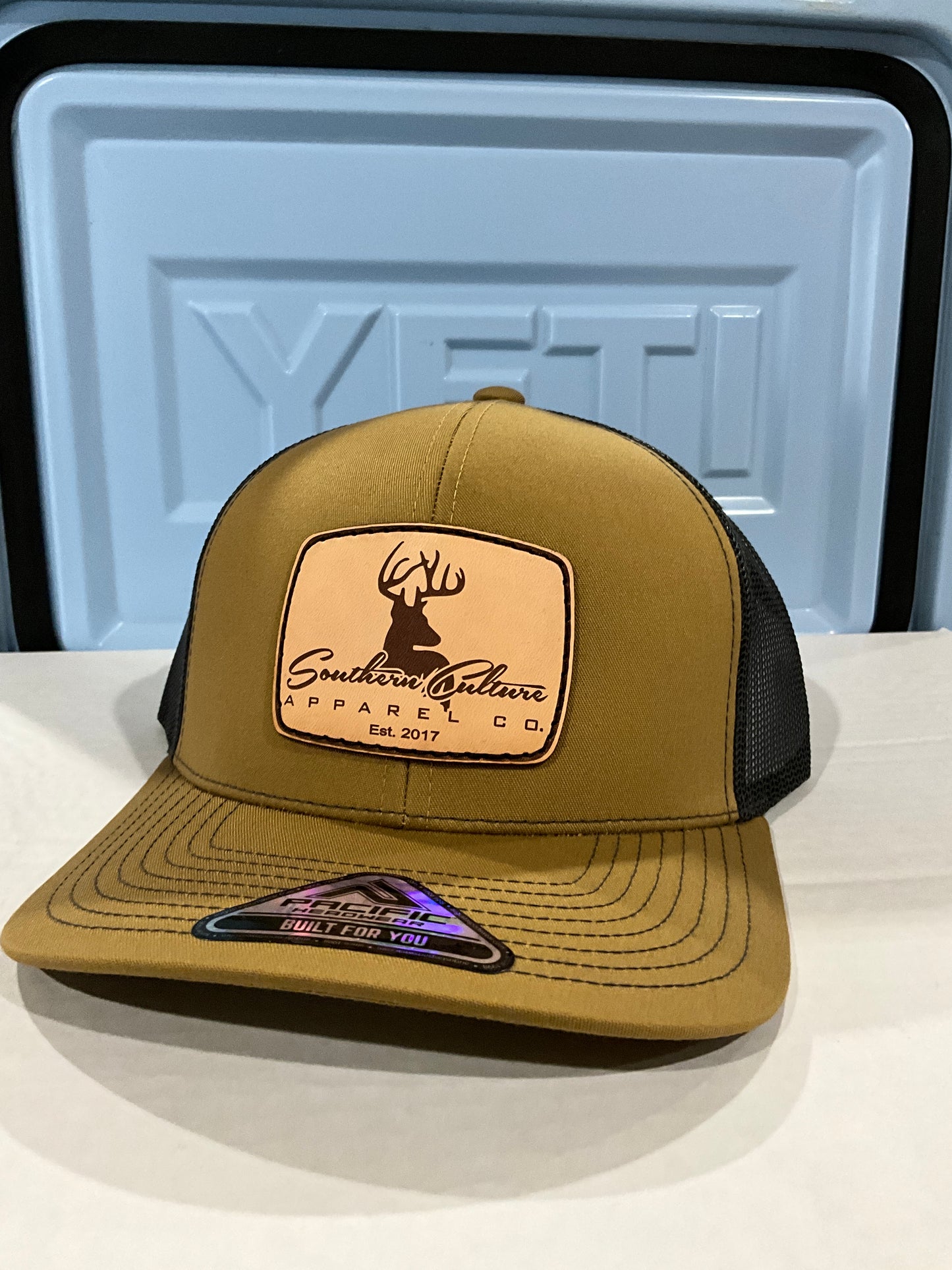 Buck Leather Patch Trucker Hat