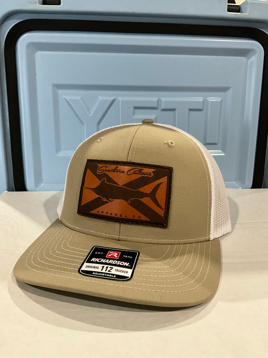 Marlin Alabama State Flag Leather Patch Trucker Hat