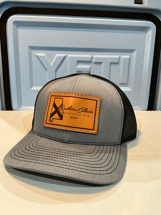Alabama State Light Leather Patch Trucker Hat